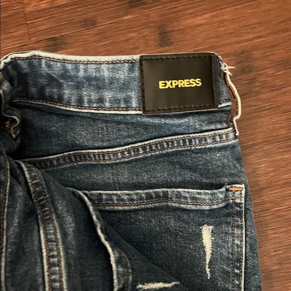 Express Blue Distressed Boyfriend Jeans - Picture 3 of 6
